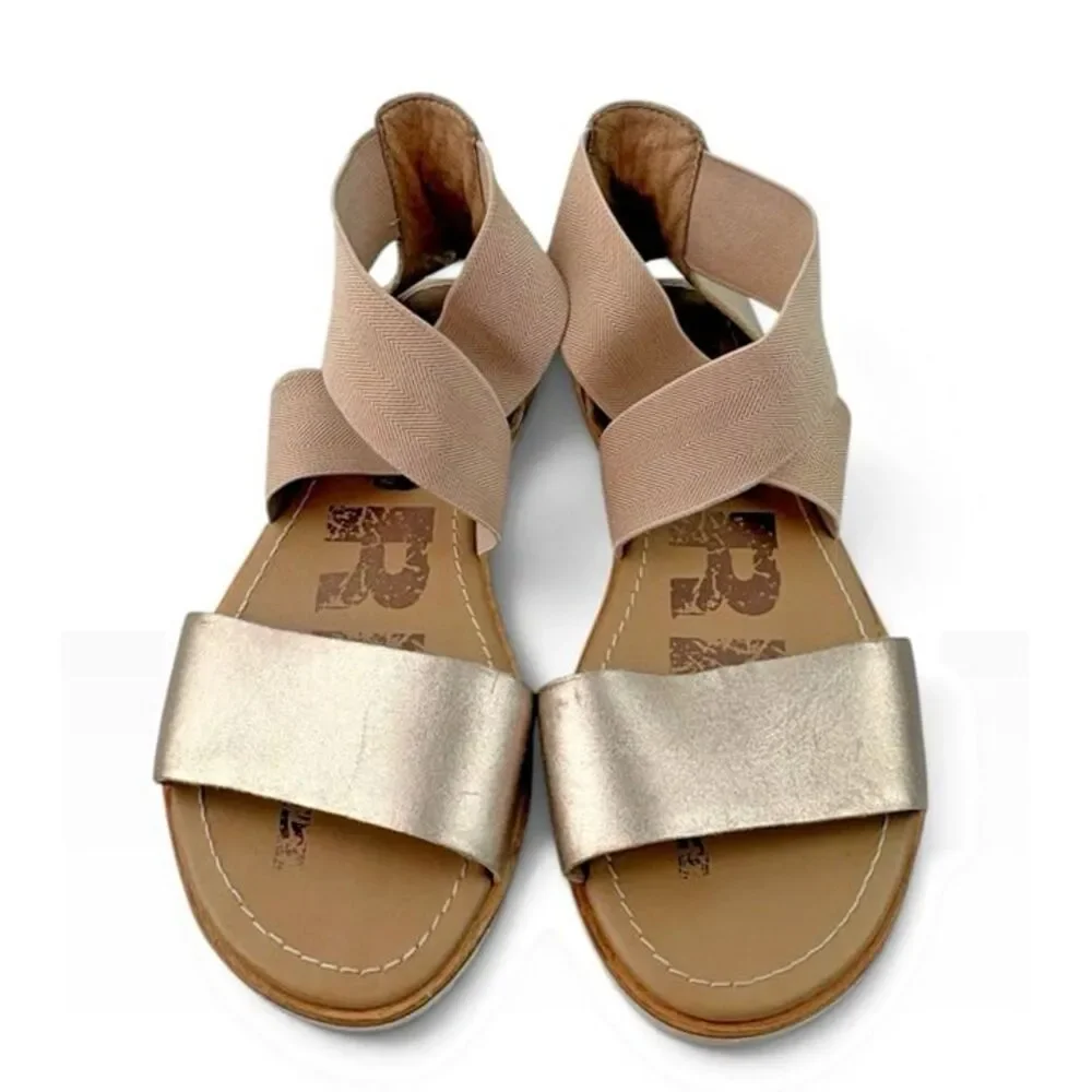 *SOREL Shoes Woman’s Size 6 Gold Tan Metallic Ella II Leather Strappy Sandals